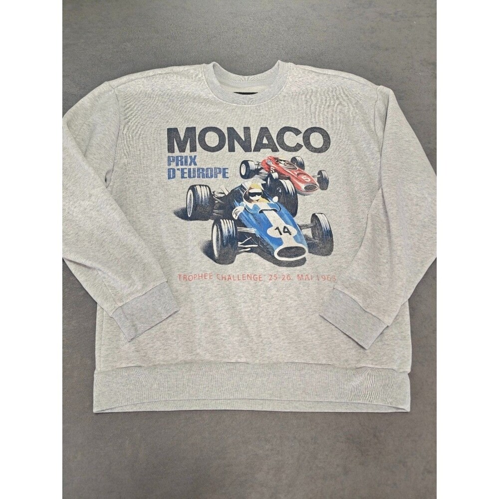 Hollister Monaco Prix D'Europe Racing Graphic Sweatshirt Men's XL Gray